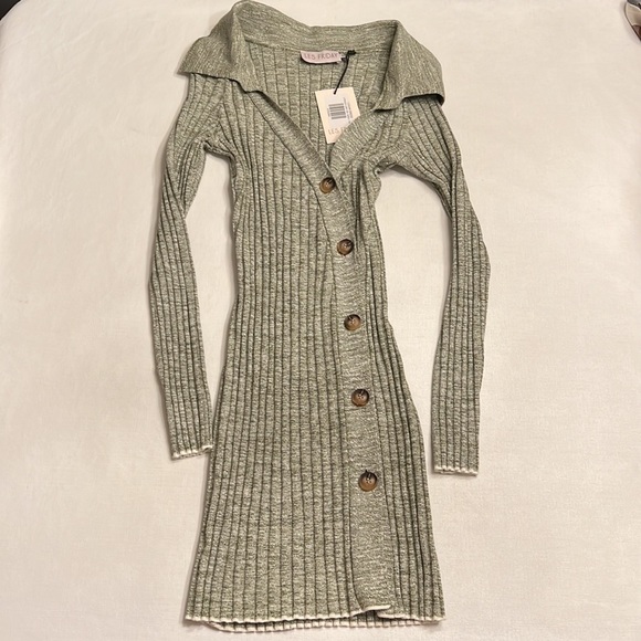 NWT Les Friday Logan Ribbed Knit Button Up Mini Dress - Picture 3 of 5